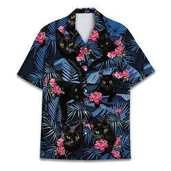 Lustiges Pferd Hawaiihemden für Männer und Frauen, Love Horse Racing Hawaiian Sommer Kurzarm Casual Relaxed-Fit Button-Down, Cat 04, L von ACEPrints