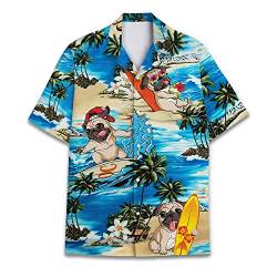 Lustiges Pferd Hawaiihemden für Männer und Frauen, Love Horse Racing Hawaiian Sommer Kurzarm Casual Relaxed-Fit Button-Down, Mops Surfen, XL von ACEPrints