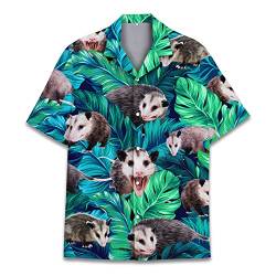 Lustiges Pferd Hawaiihemden für Männer und Frauen, Love Horse Racing Hawaiian Sommer Kurzarm Casual Relaxed-Fit Button-Down, Opossum 1, 4X-Groß von ACEPrints