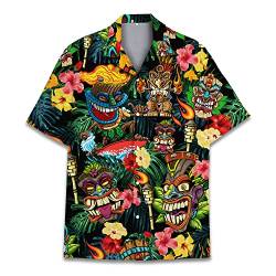 Lustiges Pferd Hawaiihemden für Männer und Frauen, Love Horse Racing Hawaiian Sommer Kurzarm Casual Relaxed-Fit Button-Down, Tiki 1, Mittel von ACEPrints