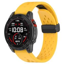 ACETCHS Armband Kompatibel mit Garmin Fenix 5/Fenix 5 Plus/Fenix 6/Fenix 6 Pro/Fenix 7/Fenix 7 Pro/Forerunner 935 945, 22mm Easy Fit Atmungsaktiv Silikon Strap Ersatzbänder Ersatz (Gelb) von ACETCHS