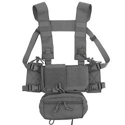 ACEXIER Tactical Micro Fight Chest Rig MK4 Chassis Fat&Back Strap 5.56 9mm Magazine Pouch Drop Sack Bag Military Airsoft Jagdweste (Grey) von ACEXIER