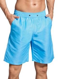 ACHTELEPHS Badehose Herren Lang Schnelltrocknend Badeshorts Männer Boardshorts Badehosen Hellblau 3XL von ACHTELEPHS