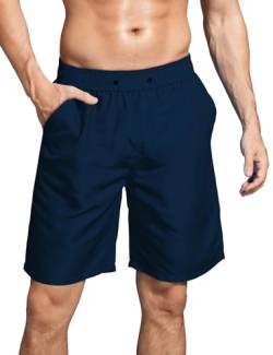 ACHTELEPHS Badehose Herren Lang Schnelltrocknend Badeshorts Männer Boardshorts Badehosen Marineblau XS von ACHTELEPHS