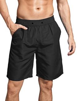 ACHTELEPHS Badehose Herren Lang Schnelltrocknend Badeshorts Männer Boardshorts Badehosen Schwarz 3XL von ACHTELEPHS