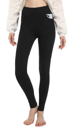 ACHTELEPHS Baumwoll Leggings Damen Baumwolle Blickdichte Leggins Hose Schwarz M-L von ACHTELEPHS