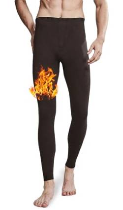 ACHTELEPHS Thermo Unterhosen Lang Herren Thermounterhose mit Fleece Dicke Unterwäsche Männer Thermounterwäsche Dunkelbraun S-M von ACHTELEPHS