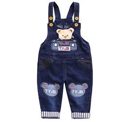 ACME Kinder Latzhose Overall Jungen Mädchen blau Hosen mit Tiere Pattern von ACME