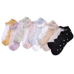 ACMEDE 10 Paar Mädchen Damen Füßlinge Knöchel Mesh Socken Sommer Transparente Blume Mesh Socken Durchsichtig Knöchel Socken Feinsöckchen Feinstrümpfe nöchelsocken 34-40 von ACMEDE