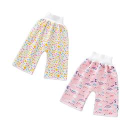 ACMEDE 2 Stück Baby Trainingshose Sleepy Windelhose Polster Cotton Potty Underwear Windelunterwäsche Baby Windelrockshorts Trainingswindelhose Lernhose Kinder Shorts Töpfchen (Rosa + gelb, 1_Year) von ACMEDE