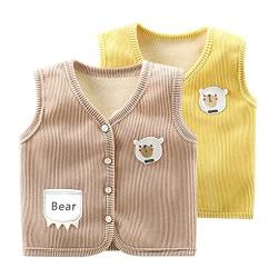 ACMEDE 2 Stück Babyweste Mädchen Jungen Trendige Weste Frühling Herbst Oberbekleidung Weste Ärmellose Jacke Kinder Strickjacke Weste 6 Monate - 3Jahre von ACMEDE