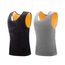 ACMEDE 2PCS Herren Thermo Unterhemd Winterunterwäsche Weste S-XXL Doppelseitige Fleece Thermounterwäsche für Herren ärmelloses Tank-Unterhemd zum Aufwärmen Thermo Tank Top Thermounterhemd,99-220LB von ACMEDE