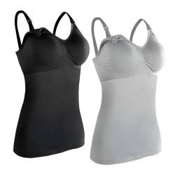 ACMEDE 2er Pack Damen Stilltops ohne Bügel Mutterschaft Tanktop Unterhemd mit Integriertem BH für Stillen Schlaf Camisole Schwangeren Unterhemd Stillen Nursing Schwangerschaft Top von ACMEDE