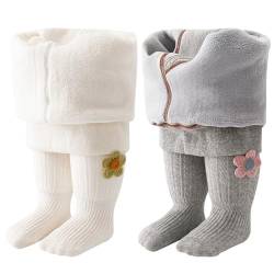 ACMEDE 2er pack Baby Mädchen Thermo Strumpfhose Gr. 62/70/74/80/92/98 Kinder Winter Warm Fleece Strumpfhosen Gr. 104/110/116/122 Ballettstrumpfhose Baby Leggings Strumpfhosen 6 Monate-8 Jahre von ACMEDE