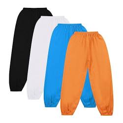 ACMEDE 4er Pack Baby leichte Lange Unifarbene Hosen Gr.74/80/86/92/98/104 Mädchen Jogginghose Bloomers Gr. 116/122/128/134/140 Klimahose Jungen Mädchen Sommerhose dünn Pumphose Haremshose von ACMEDE