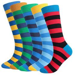 ACMEDE 5 Paar Herrensocken Herren Socken Strumpf Businesssocken Beruf Anzug Lustigen Herren Socken Bunte Gemusterte Baumwolle Socken mit Streifen EU39-43, 43-48 von ACMEDE