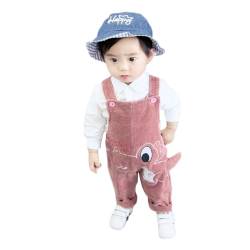 ACMEDE Baby Jungen Mädchen Cord Latzhose mit 3D-Dinosaurier-Muster Ärmellose Strampler Baby Jeanshose Overall Jumpsuit Gr. 80/86/92/98 Kleinkind Lange Hose mit Hosenträger Trägerhose von ACMEDE