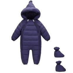 ACMEDE Baby Jungen Mädchen Schneeanzug Daunenanzug Strampler mit Kapuze Handschuhe Footies Quilted Pramsuit Outdoor Winter Babykleidung von ACMEDE