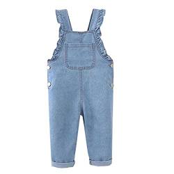 ACMEDE Baby Mädchen Denim Jumpsuit Ärmellose mit einer großen Tasche Strampler Overalls Cowboy Latzhose Cute Denim Dungarees Overalls Jumpsuit Washed Cotton Denim Overalls,1-5 Jahre von ACMEDE