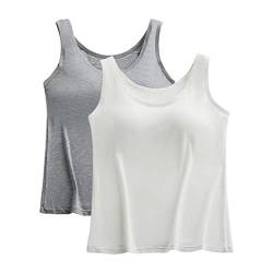 ACMEDE Damen Tanktop mit Angebrachter BH Spaghetti Träger Gepolstert Unterhemd Camisole Formendes Hemd Tank Tops Unterhemd Integrierter BH Elastische Tank Tops für Damen und Mädchen,XS-XL, 38-82KG von ACMEDE