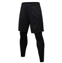 ACMEDE Herren 2 in 1 Kompressionshose Funktionshorts Strumpfhose Laufhose Trainingshose Fitnesshose Sporthose Schnell Trockend Lange Hose Kurze Hose Shorts von ACMEDE