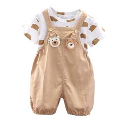 ACMEDE Kleinkinder Kleidung Set Baby Jungen Mädchen Baumwolle T-Shirt + Baby Jeans Latzhose Kurz Sommer Jeans Overalls Shortalls Gr. 74/80/86/92/98/104/110 von ACMEDE