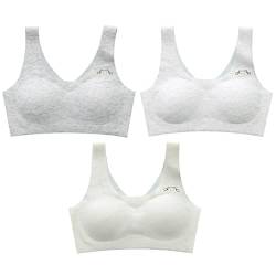 ACMEDE Mädchen Bustier BHS 3 Pack Nahtloser Trainings-BH mit abnehmbaren Pads Sport Bra Unterwäsche Trägertop für Mädchen 140-175cm von ACMEDE