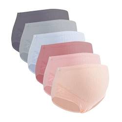 ACMEDE Schwangerschaft Slip Mutterschafts Unterwäsche Baumwolle Umstandsslip Hohe Taillen Unterhose Bauch Unterstützung Einstellbare Höschen Schlüpfer Panty 6er Pack - S-XL von ACMEDE