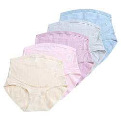 ACMEDE Schwangerschaft Slip Unterwäsche Baumwolle Umstandsslip Hohe Taillen Unterhose V-förmigen Doppellagige Bauch Unterstützung Höschen Schlüpfer Panty 5er Pack,50-82kg von ACMEDE