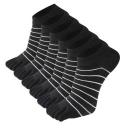 ACMEDE Zehensocken Damen 34-39 sneaker Sneaker Socken Laufsocken Damen Kurze Socken mit Zehen Baumwolle Gestreifte Socken Sportsocken Fünf Finger Socken für Damen und Teenager-Mädchen, 6 Paare von ACMEDE