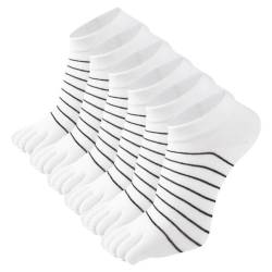 ACMEDE Zehensocken Damen 34-39 sneaker Sneaker Socken Laufsocken Damen Kurze Socken mit Zehen Baumwolle Gestreifte Socken Sportsocken Fünf Finger Socken für Damen und Teenager-Mädchen, 6 Paare von ACMEDE