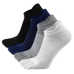 ACMEDE Zehensocken Herren 39-44 baumwolle 4 Paare Sportsocken Sneaker Socken Low Cut Fünf Finger Socken Herren Laufsocken Männer Kurze Socken mit Zehen Baumwolle Sportsocken von ACMEDE