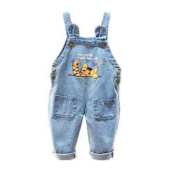 ACMEDE baby Mädchen Jeans Latzhose Jumpsuit Gr. 74/80/86/92/98 baby Jungen Lange Hose Overall mit Verstellbaren Hosenträgern Overall Straight Leg Strampler Jeanshose mit Tierprint, Höhe 75-100cm von ACMEDE