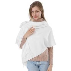 ACNCN Damen Kaschmir-Schal, Pashmina-Schal, 300 g, extra groß, Kaschmir, dicke Schals für den Winter, weiß, 200cm*70cm von ACNCN