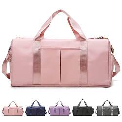 ACNCN Sport Turnbeutel mit Nasstasche und Schuhfach, Wasserdicht Trocken Nass Getrennte Turnbeutel Reisetasche Reisetasche Duffel Bag für Männer und Frauen, rose, 45*21*23cm von ACNCN