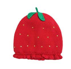 ACVIP Baby Winter Mütze Rote Erdbeere Mädchen Strickmütze Kinder Warme Wollmütze(Kopfumfang:52cm-56cm) von ACVIP