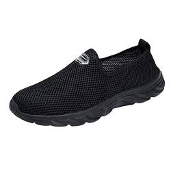 ACemt Sportschuhe Herren Günstig Kaufen Mode Männer Mesh Casual Sportschuhe Slip On Einfarbig Laufende Atmungsaktive Turnschuhe mit Weichem Boden Herren Schwarze Schuhe Sneaker (Black, 45) von ACemt