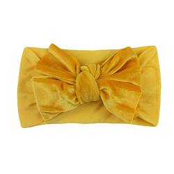 Haarband Neugeborene Mädchen Samt Haarschleife solide Headbear-Accessoires für das Baby-Kopfbedeckung für die ganze Familie Haarschmuck Taufe (Yellow, One Size) von ACemt