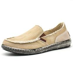 ACosySch Herren Klassische Mokassins Flache Slipper Espadrilles Freizeitschuhe Bequeme Fahrschuhe Segelschuhe Atmungsaktive Bootsschuhe Deckschuhe Khaki EU 43 von ACosySch