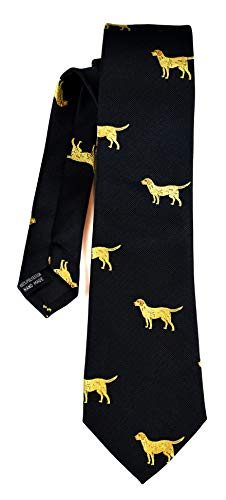 ADAMANT Krawatte GauLand mit Hund, Golden Retriver, Farbe schwarz, Schmutzabweisend ausgerüstet, HANDGENÄHT von ADAMANT