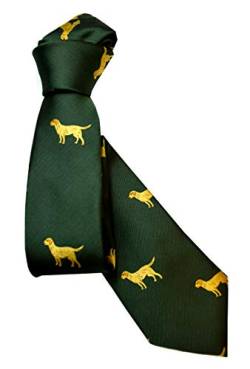 ALEXANDERS Krawatte mit Hund, Golden Retriver, Schmutzabweisend ausgerüstet, HANDGENÄHT (Grün) von ADAMANT