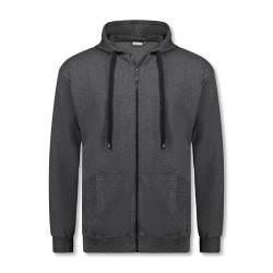 ADAMO Übergrößen Herren Kapuzen Sweatjacke ATHEN anthrazit meliert Größe 2XL bis 14XL, Größe:6XL von ADAMO