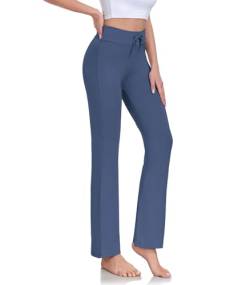 ADANIKI Damen Lange Modal Bequeme Kordelzug Hosen Hohe Taille Sweatpants Lose Gerades Bein Hose für Yoga Sport, Marineblau, X-Groß von ADANIKI