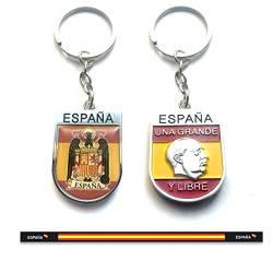 ADCSHOP - Doppelseitiger Schlüsselanhänger mit spanischer Flagge mit Adler von San Juan und Francisco Franco, Unisex, mit spanischer Flagge aus Strickgarn., Metallic, L von ADCSHOP