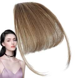 ADERN Bang-Extensions Clip-Echthaar, Clip-on-Pony-Echthaar,Echthaar-Pony-Erweiterungen - Naturfarbene Fransen-Haarteile, stilvolle Haarverlängerung mit ordentlichem Pony für Mädchen und Frauen von ADERN