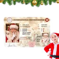 ADERN Führerschein des Weihnachtsmanns,Weihnachtsmann-Schlittenfluglizenz - Langlebiger virtueller Weihnachtsmann-Führerschein, Santa-Führerschein-Ornament für Jungen von ADERN