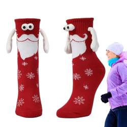 ADERN Magnetische Socken | Neuheit Freundschaft 3D Puppe Weihnachtsmann Design Socken - Weihnachts-Magnethandsocken, Geschenke für Männer, Frauen, Freunde, Paare von ADERN