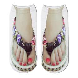 Flip-Flop-Socken mit Maniküre-Print | Flip-Flop-Socken für Damen | Lustige Nail Art Print Socken | Socken, die wie Flip-Flops aussehen | Socken mit 3D-Muster | Niedrig geschnittene Knöchelsocken, Lauf von ADERN