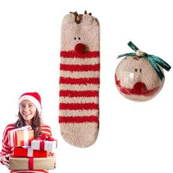 Weihnachtliche Fuzzy-Socken | Lässige dicke Socken mit Weihnachtsthema - Gemütliche Socken für Frauen, Teenager-Mädchen, zum Schlafen im Innenbereich, Wintersocken für Weihnachtsgeschenke Adern von ADERN