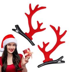 Weihnachtsgeweih-Haarspange, Weihnachts-Haarspangen, Weihnachtsmann-Rentierohren-Haarspangen, Geweih-Haarschmuck, Geweihohren-Haarspangen für Frauen, Mädchen, Familie, Geburtstagsgeschenk Adern von ADERN